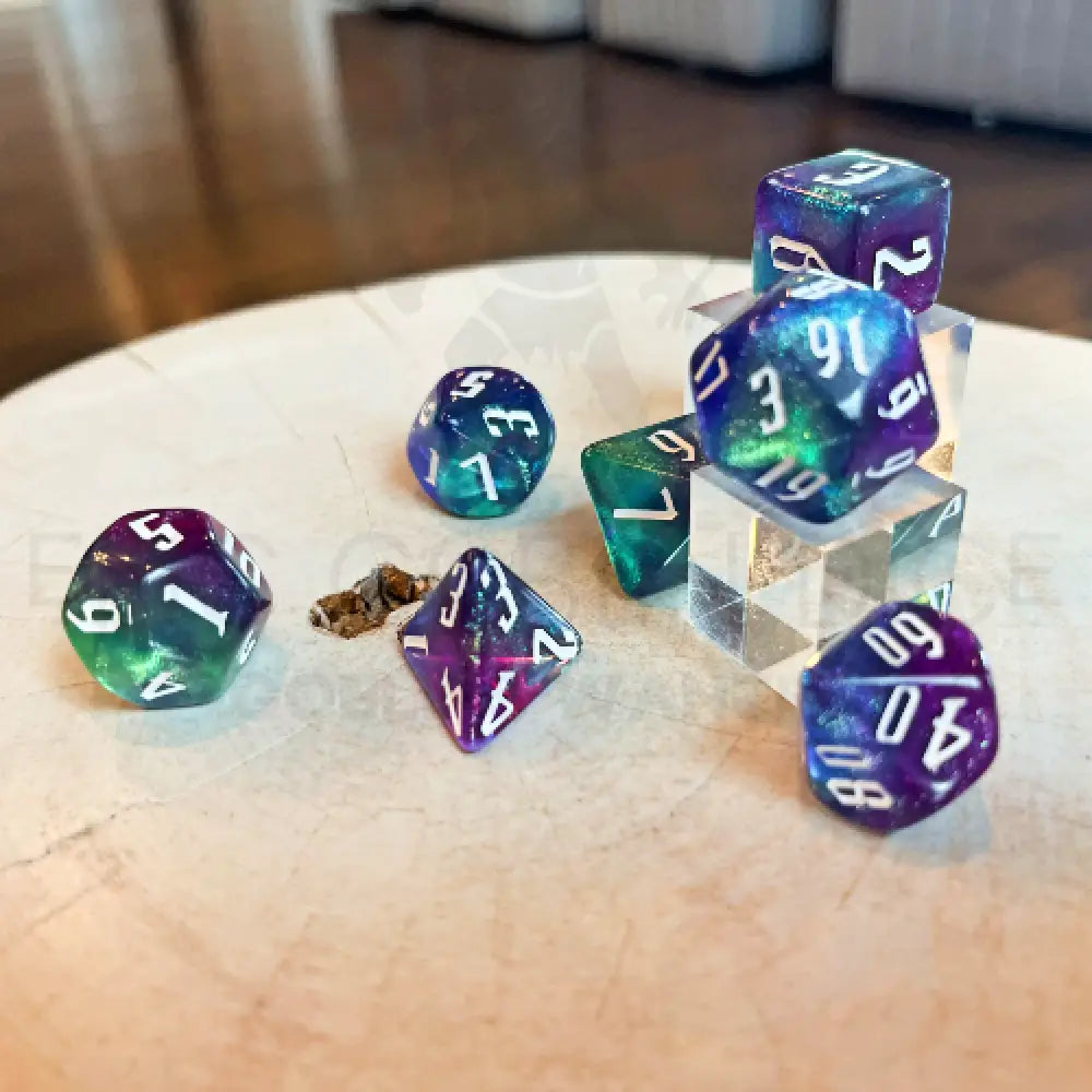 Aurora Borealis 7Pc Dice Set Acrylic