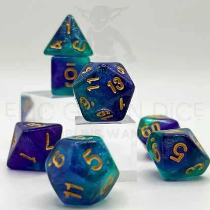 Aurora Borealis 7Pc Dice Set Acrylic