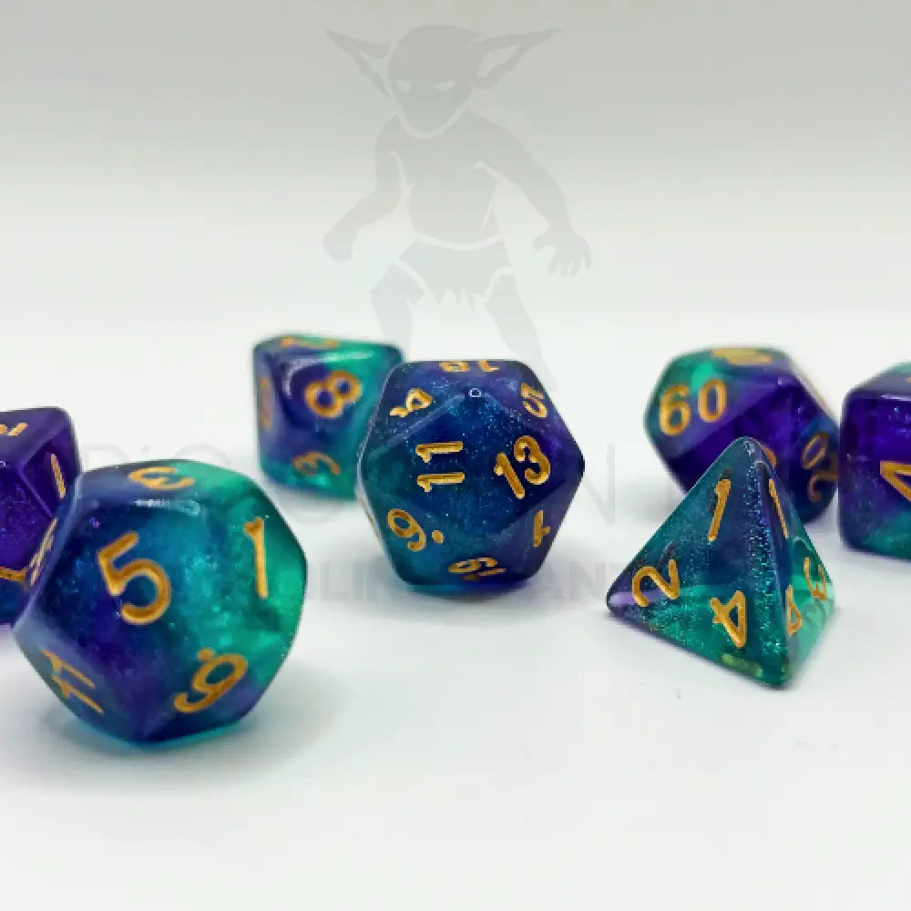 Aurora Borealis 7Pc Dice Set Acrylic