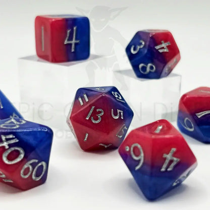 Best Of Both Blue & Red 7Pc Dice Set Resin