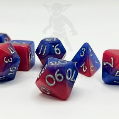 Best Of Both Blue & Red 7Pc Dice Set Resin