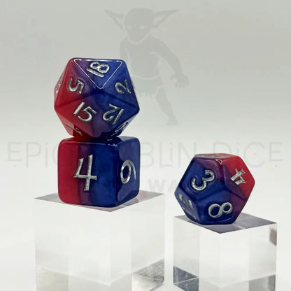 Best Of Both Blue & Red 7Pc Dice Set Resin