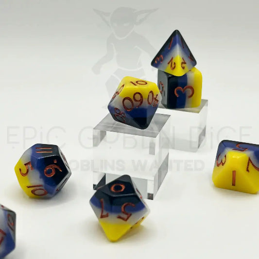 Bold Black & Yellow 7Pc Dice Set Resin