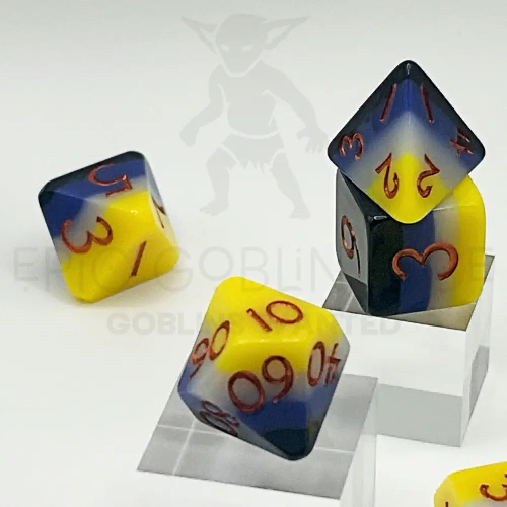 Bold Black & Yellow 7Pc Dice Set Resin