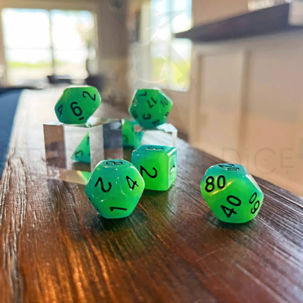 Cosmic Stones - Green Aura 7Pc Dice Set Acrylic