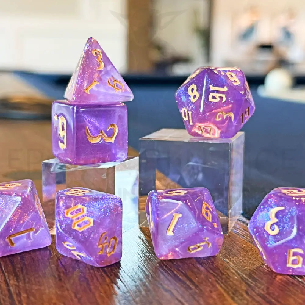 Dark Mage Purple 7Pc Dice Set Acrylic