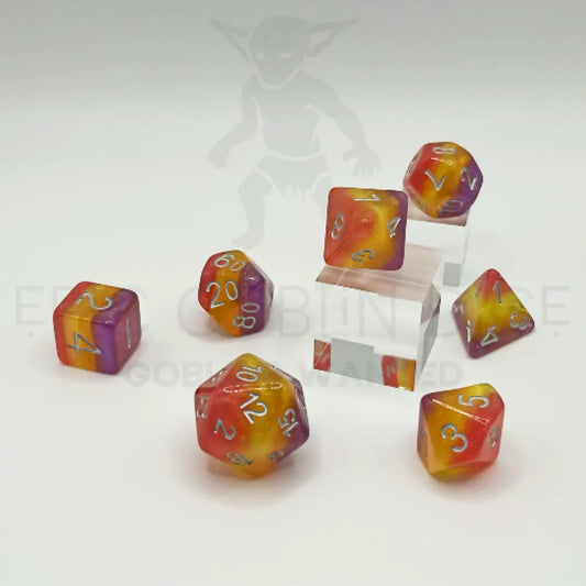 Festive Sunset Orange 7Pc Dice Set Resin