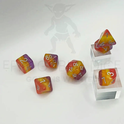 Festive Sunset Orange 7Pc Dice Set Resin