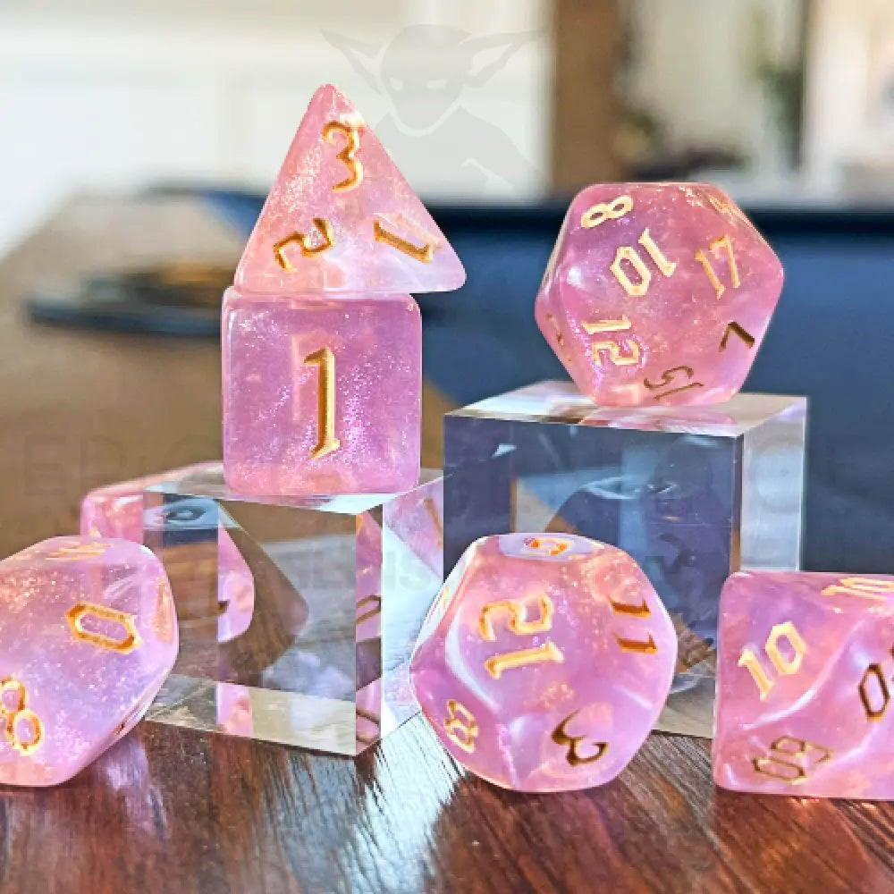 Galaxy Dust Pink 7Pc Dice Set Acrylic