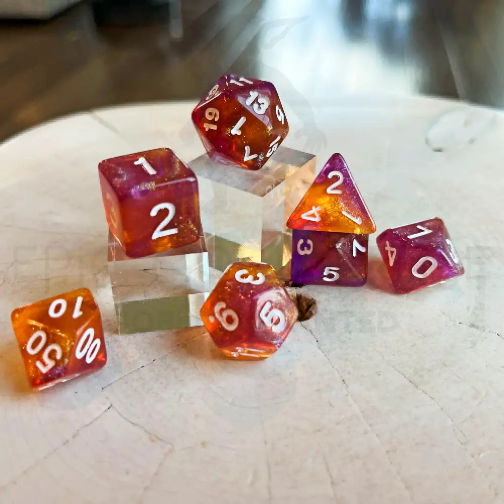 Glowing Embers 7Pc Dice Set Resin