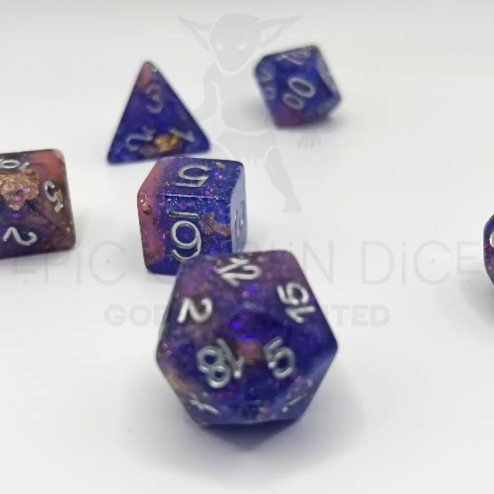 Mermaid Glitter Purple 7Pc Dice Set Resin