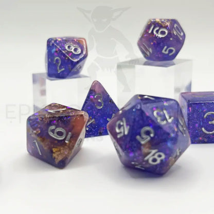 Mermaid Glitter Purple 7Pc Dice Set Resin