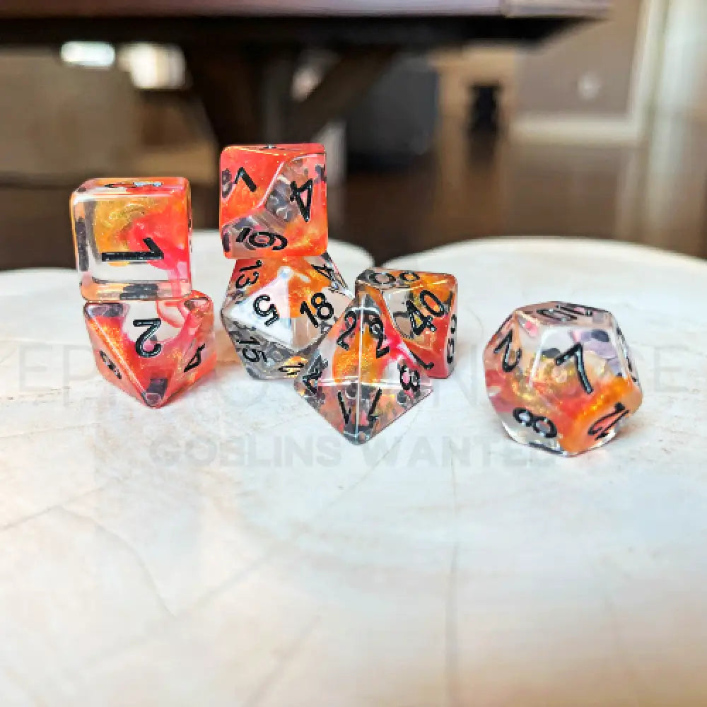 Orange Nova 7Pc Dice Set Resin