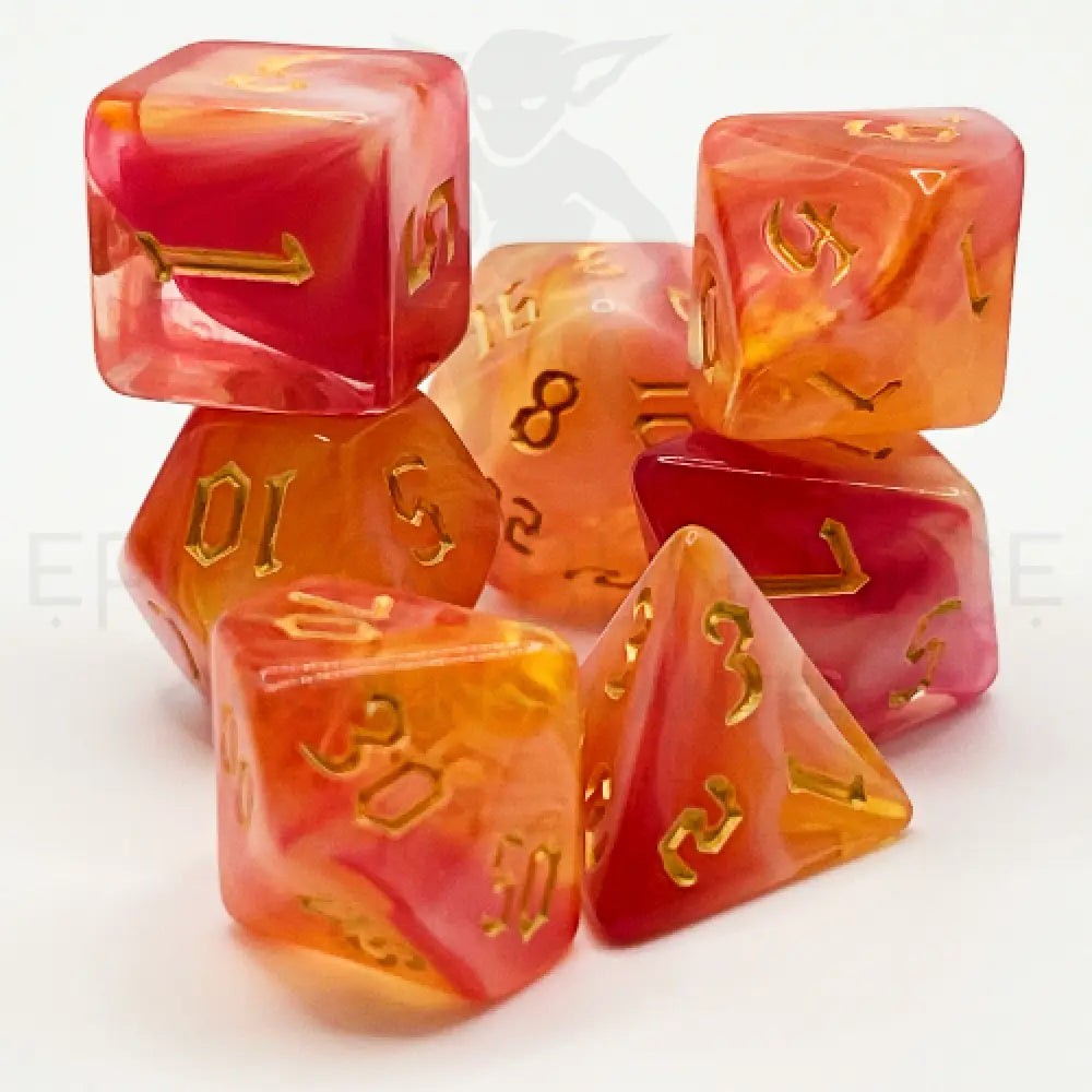 Peach Aura 7Pc Dice Set Acrylic