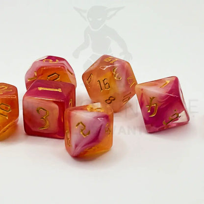 Peach Aura 7Pc Dice Set Acrylic