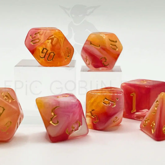 Peach Aura 7Pc Dice Set Acrylic