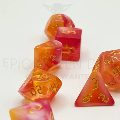 Peach Aura 7Pc Dice Set Acrylic