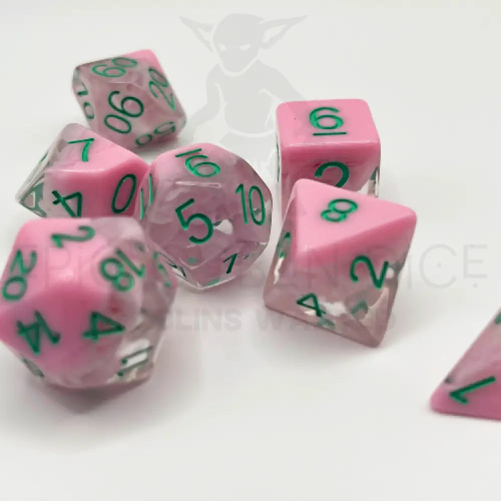 Pink Smoke Goblin Stones 7Pc Dice Set Resin