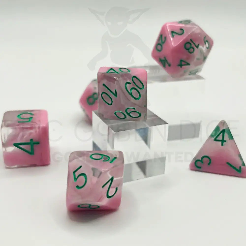 Pink Smoke Goblin Stones 7Pc Dice Set Resin