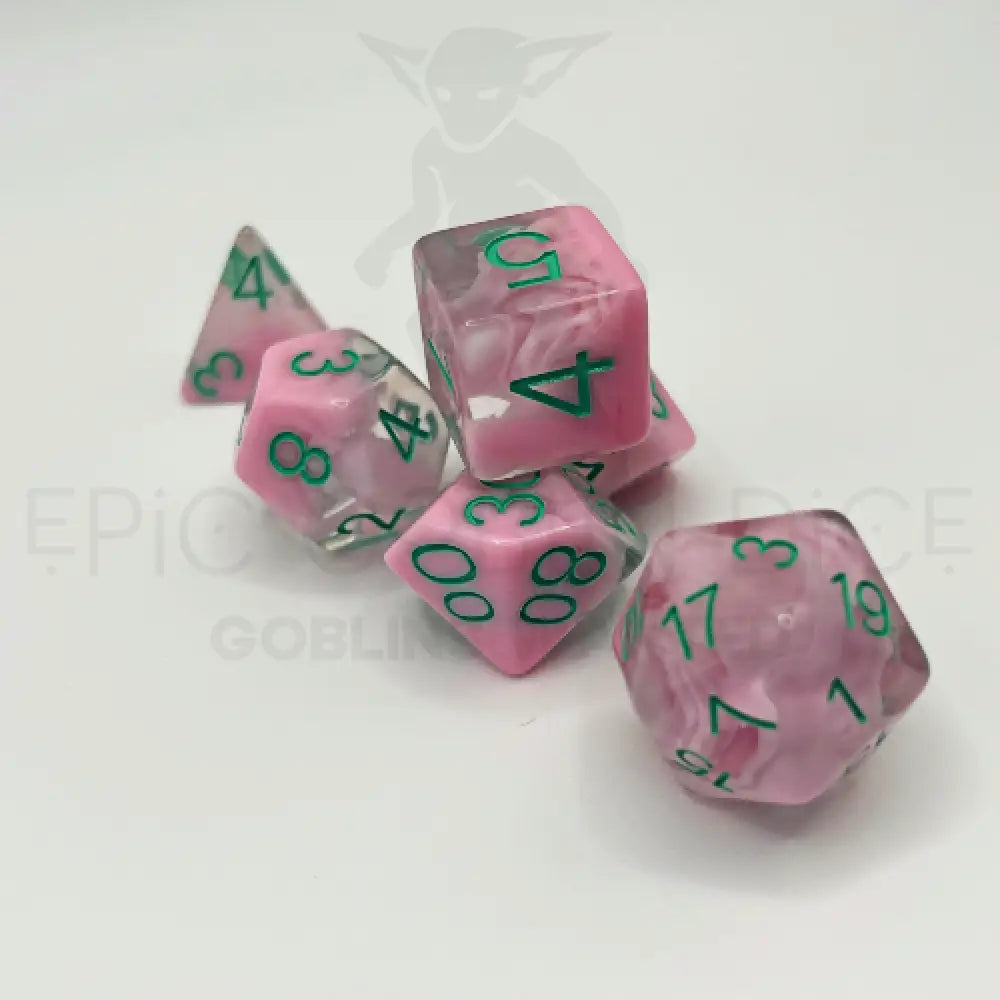 Pink Smoke Goblin Stones 7Pc Dice Set Resin