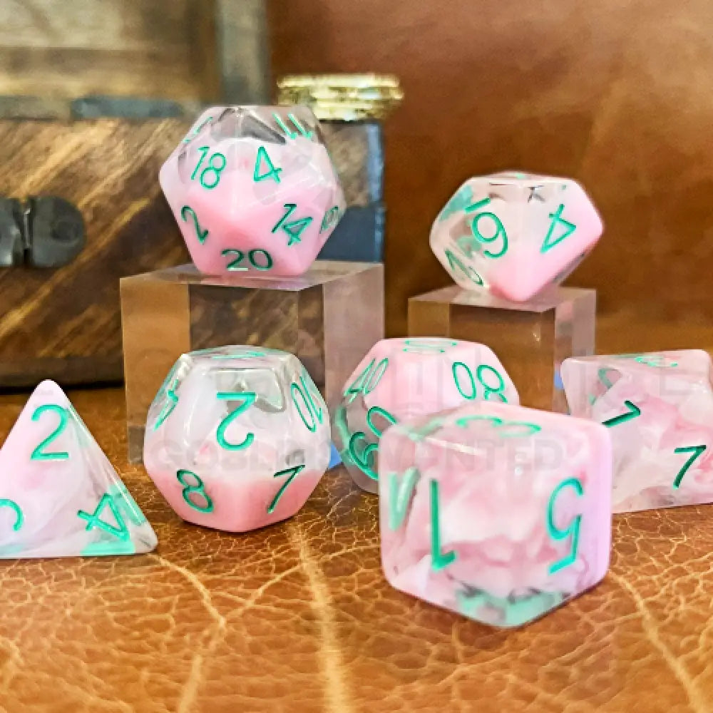 Pink Smoke Goblin Stones 7Pc Dice Set Resin