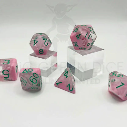 Pink Smoke Goblin Stones 7Pc Dice Set Resin