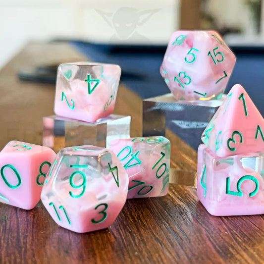 Pink Smoke Goblin Stones 7Pc Dice Set Resin