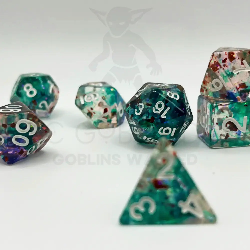 Plasma Blast - Red Blue Green 7Pc Dice Set Resin