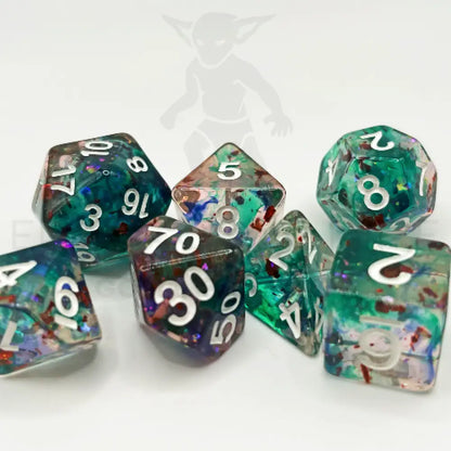 Plasma Blast - Red Blue Green 7Pc Dice Set Resin