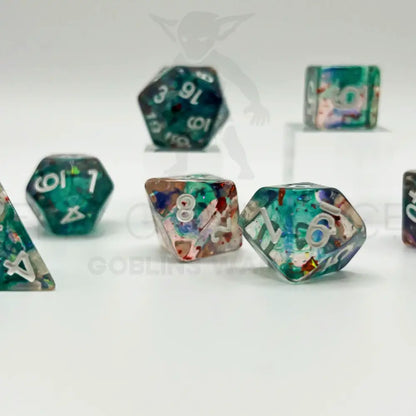 Plasma Blast - Red Blue Green 7Pc Dice Set Resin