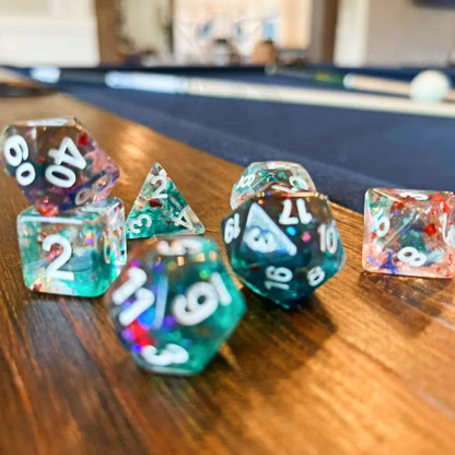 Plasma Blast - Red Blue Green 7Pc Dice Set Resin