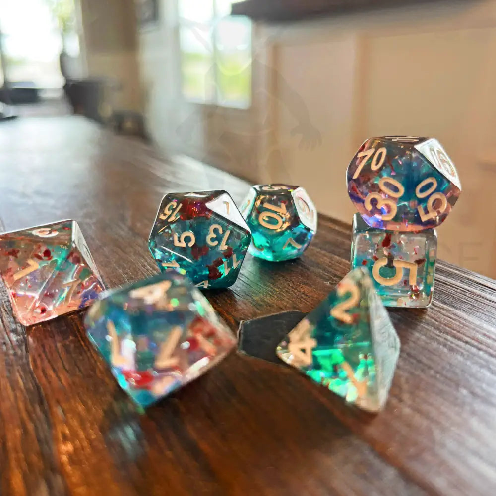 Plasma Blast - Red Blue Green 7Pc Dice Set Resin