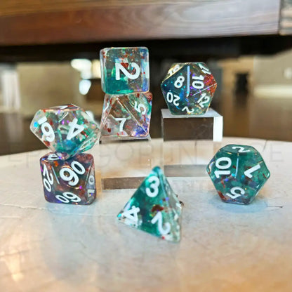 Plasma Blast - Red Blue Green 7Pc Dice Set Resin