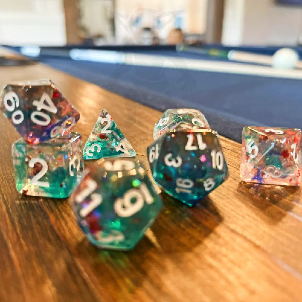 Plasma Blast - Red Blue Green 7Pc Dice Set Resin