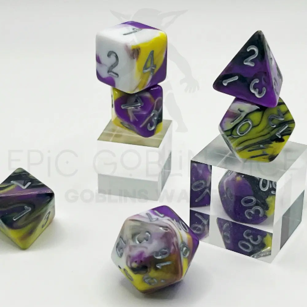 Punk Derby Yellow & Purple 7Pc Dice Set Acrylic