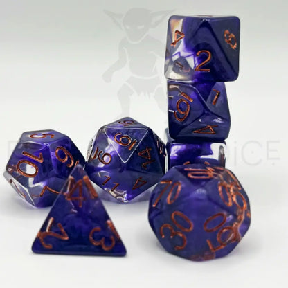 Purple Void Goblin Stones 7Pc Dice Set Resin