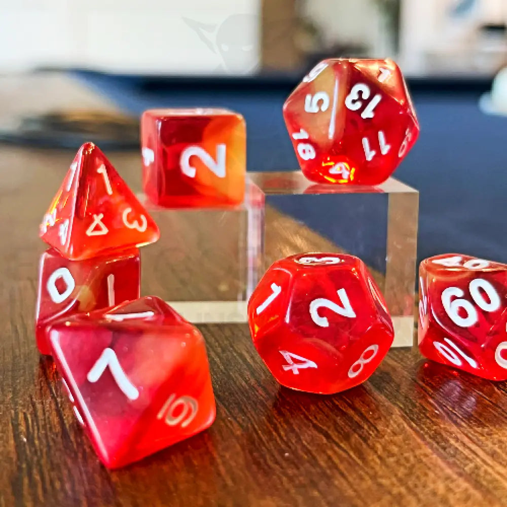 Solar Flare Red 7Pc Dice Set Acrylic