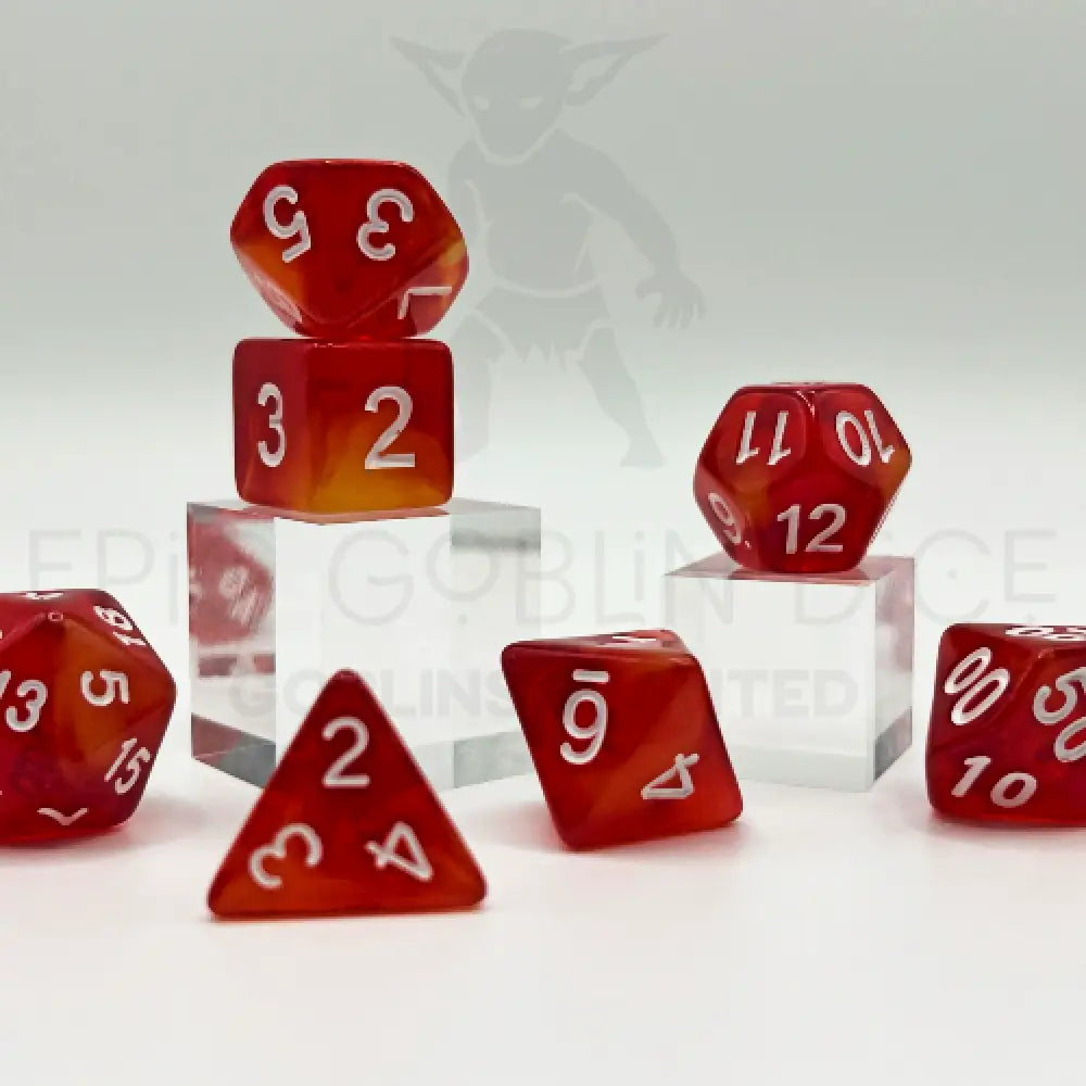 Solar Flare Red 7Pc Dice Set Acrylic