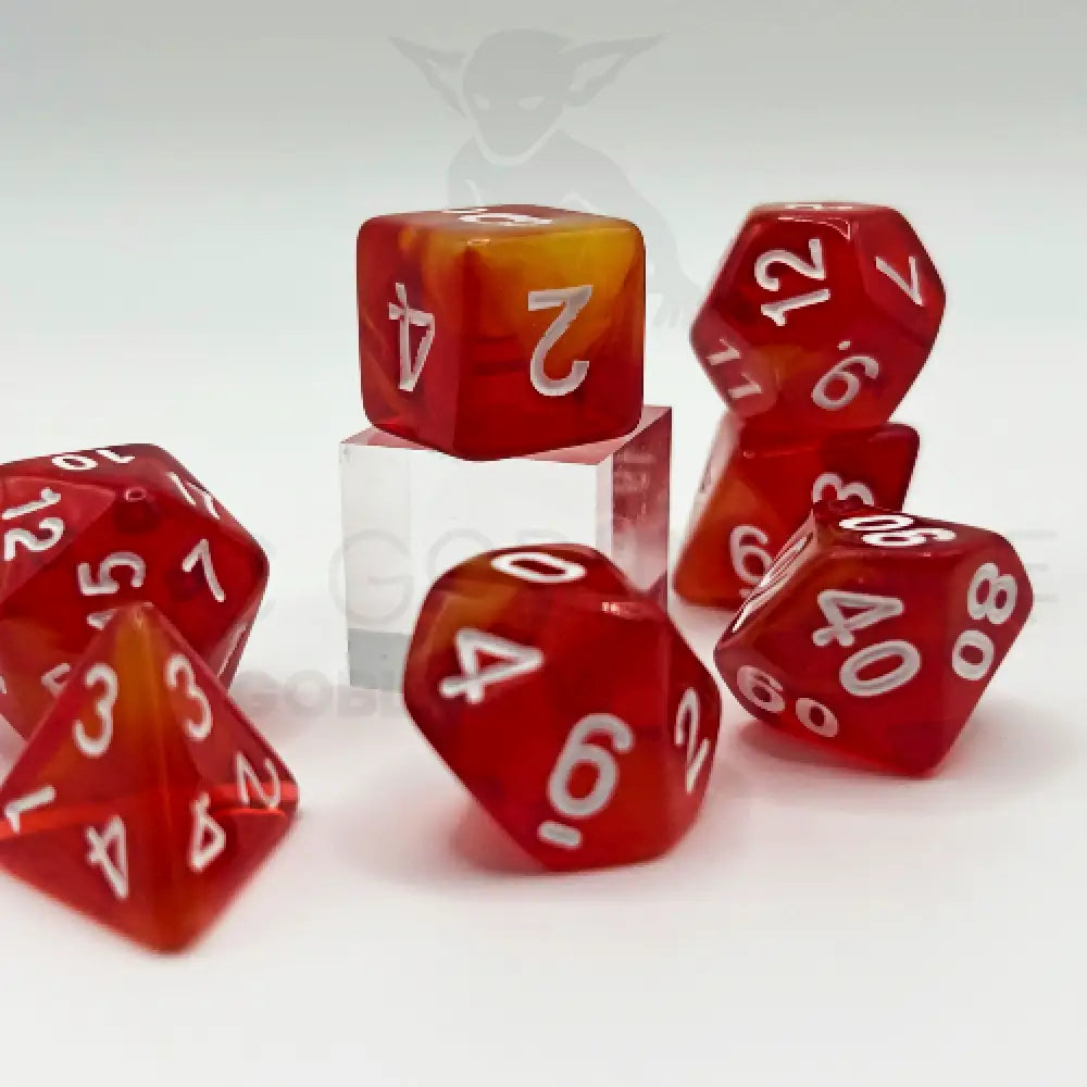 Solar Flare Red 7Pc Dice Set Acrylic